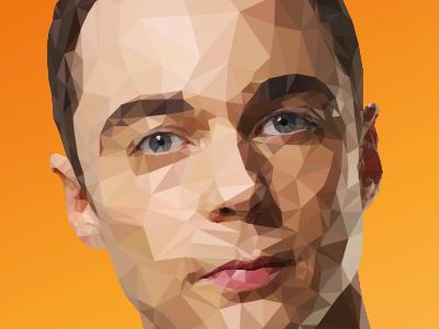 Sheldon Cooper - Low-Poly Illustration 3d art blue character clean color design illustration lowpoly minimal portrait vector