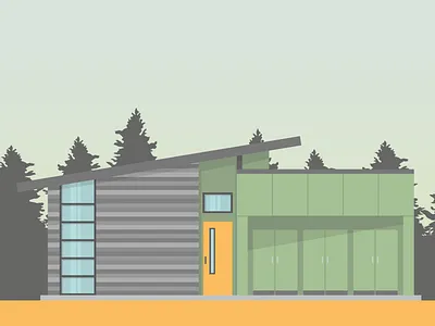 modern home illustration. - renting vs buying infographic architecture design home house illustration infographic modern retro scene trees