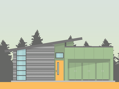 modern home illustration. - renting vs buying infographic architecture design home house illustration infographic modern retro scene trees