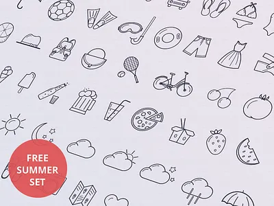 Summer icons ai android application design flat free icons ios ios7 iphone psd set