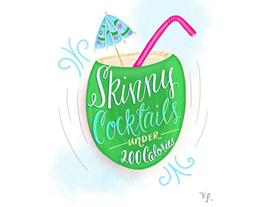Cocktails hand lettering illustration