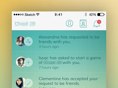 C20 Notifications activity activity feed feed header ios list mobile navigation notifications ui design