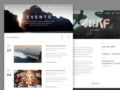 Risen Events calendar church design events interactive ux website