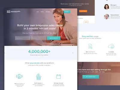 telemarketing365 Landing Page design call centre clean form landing page line icons marketing modern telephone ui website
