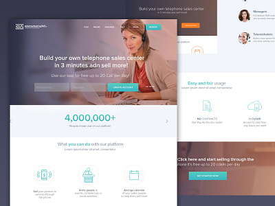 telemarketing365 Landing Page design call centre clean form landing page line icons marketing modern telephone ui website