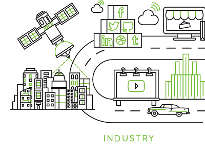 Industry Conf Poster 2014 art cern conference icon illustration industry line poster satellite web