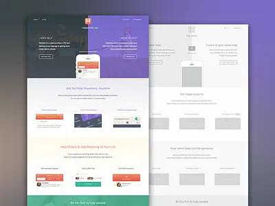 Happy2Help Live flat h2h help home page icon iphone landing page typography ui ux website