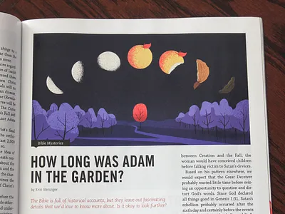 In the Garden adam ben stafford bible editorial illustration forbidden fruit garden of eden genesis illustration moon phases paradise sin time