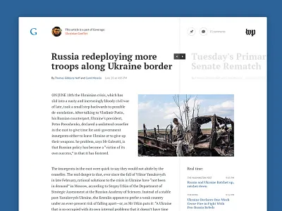 News Article article clean google grid layout news read reading typo typography ui white