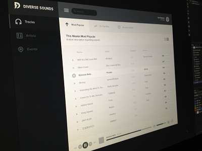 Diverse Player [Wireframe] audio draft photoshop player ui web wireframe