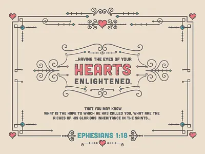 Ephesians 1:18 arrow badge bible border heart illustration line art logos bible software scripture swirls typography verse