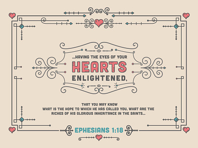 Ephesians 1:18 arrow badge bible border heart illustration line art logos bible software scripture swirls typography verse