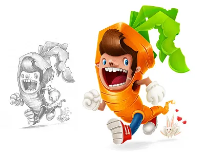 Running Carrot boy carrot character gloves jeans keds love rabbit run sneakers