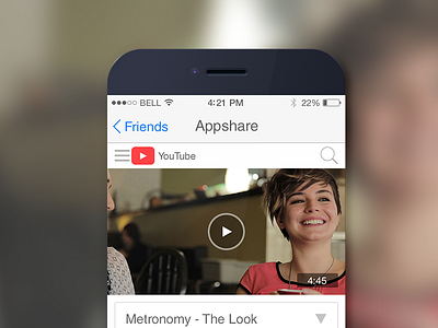 Web Browser Screen album flat friends ios ios7 iphone photo share simple user interface video youtube.