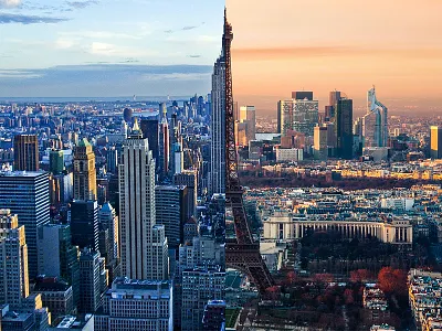 New York + Paris building city color eiffel tower new york ny nyc paris photo tower