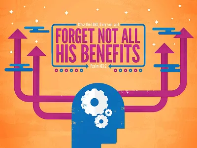 Verse Of The Day Psalm 103:2 arrows bible character clouds color gears illustration logos bible software scripture shadow typography verse