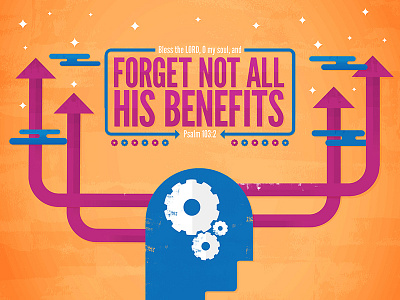 Verse Of The Day Psalm 103:2 arrows bible character clouds color gears illustration logos bible software scripture shadow typography verse