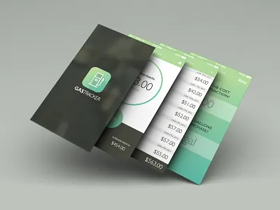 GasTracker Screens app blurred background eden creative fuel gradient green icon ios screens long shadow ui yellow