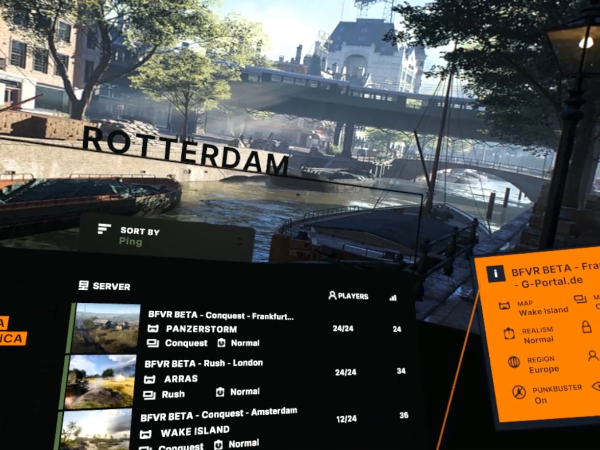 Battlefield VR Server List Interactive Prototype 3d apple ar augmentedreality dashboard design game shooter spatial ui unity virtualreality vision vr xr