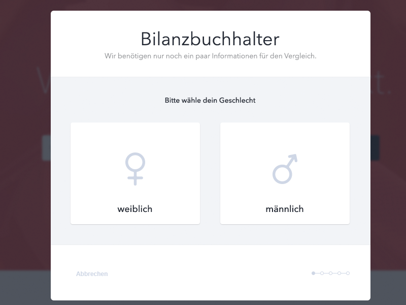 Salary Comparison Tool - Wizard blurred background form modal overlay wizard