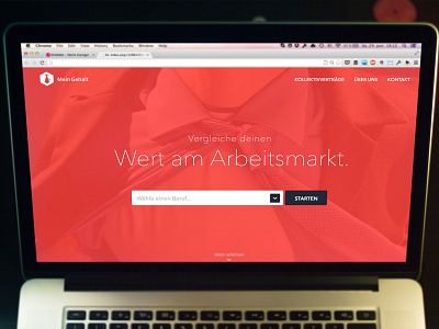 Salary Comparison Tool black call to action compare dropdown landing page red simple soft background