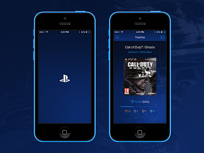 New PlayStation® App Trophies Screen call of duty dark blue gamer games hamburger player playstation progress ps ps3 ps4 trophies