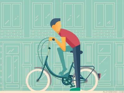 Kerékagy blog header 2 - side left bicycle bike blog character cycle design flat girl header retro
