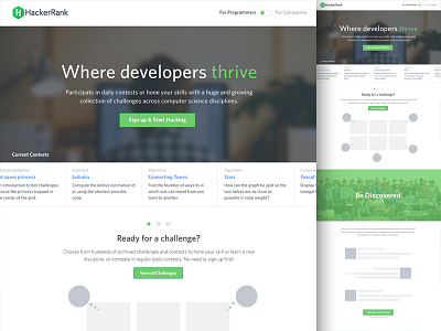 Landing Page Mockup app green hackerrank homepage interface landing page toggle ui ux web wireframe