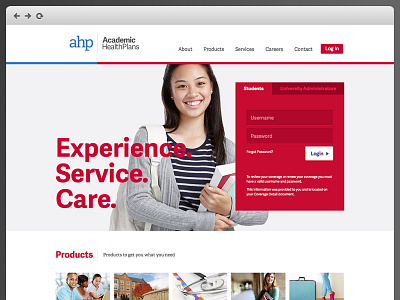 Academic HealthPlans (RWD) college design drop it like its hott education identity insurance login logo responsive rwd web