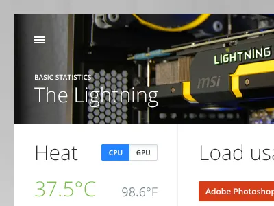 NZXT Cam App admin button computer dashboard dropdown icons menu minimal statistics ui ux