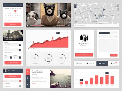 Free PSD: Ui Kit button form free freebie graph interface map profile psd ui ui kit widget