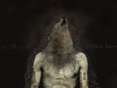 Animal Face Plates animal collage doodles photomontage
