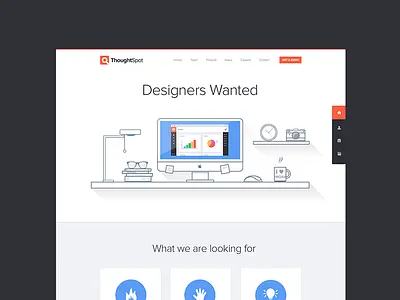 Designers Wanted - Hiring clean contact flat hire minimal space thoughtspot web webdesign website white