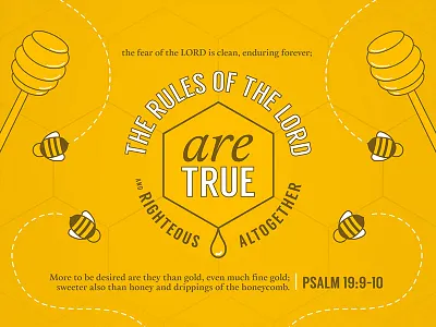 Psalm 19:9–10 bee bible color cute geometrical honey illustration logos bible software scripture typography verse