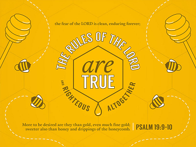 Psalm 19:9–10 bee bible color cute geometrical honey illustration logos bible software scripture typography verse