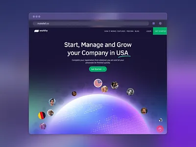 Mükellef/Workhy: Landing Page branding graphic design illustration landing page logo m purple ui ux vector w web website world