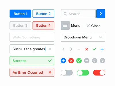 Ui Kit (PSD Included) app buttons free freebie lowprofile menu proxima nova psd ui ux web