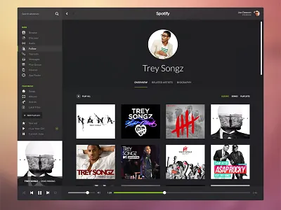 Spotify albums audio flat mavericks music osx player spotify ui ux volume yosemite