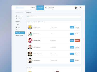 Search & Invite Page chennai dashboard flat india invite search simple social ui web webpage website