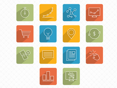 28 Flat and Slim SEO Icons - FREE! flat free freebies icon icons long shadow seo