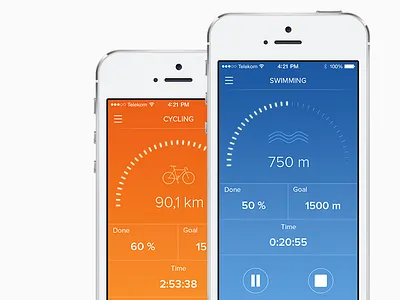 Tracking app [updt] app application colors concept cycling icons ios mobile sport swimming tracking update