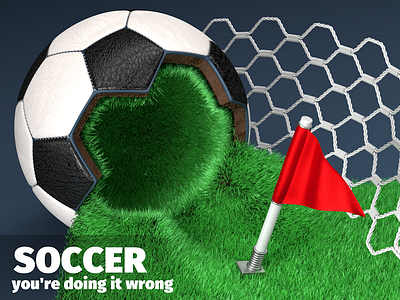 Abstract Soccer 3d abstract ball blender cycles goal grass net soccer