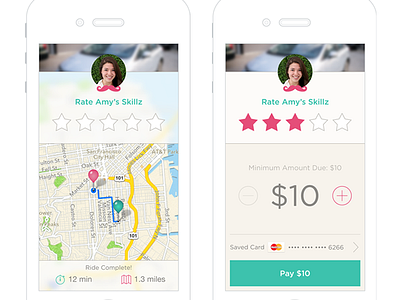 Rate & Pay Screens drive ios map mobile pay rate success