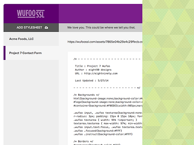 WufooSSL admin application css dashboard i love beiber of course its proxima nova proxima nova ssl web wufoo