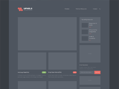 Uipixels.com Renewed!!! clean dark flat freepsd interface psds simplicity theme ui uipixels website white theme