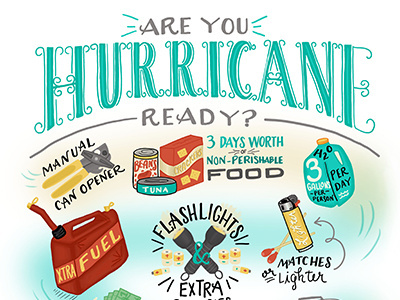 Hurricane Ready florida hand lettering hurricane illustration storm supplies