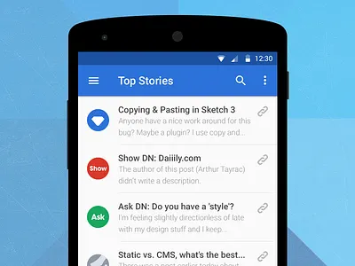 Designer News - Android L 5.0 android android l app designer news flat lollipop material design nexus playstore reader