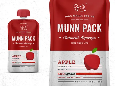 Oatmeal Squeeze Pack apple beverage food fruit fuel logo oatmeal organic pack packaging squeeze typography