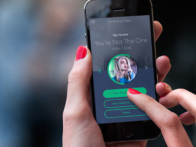 Stagr artist concert experience flat green interface ios7 iphone music ui user ux