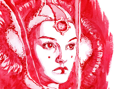 Amidala X1000 amidala ink natalie portman padme paint portrait red star wars